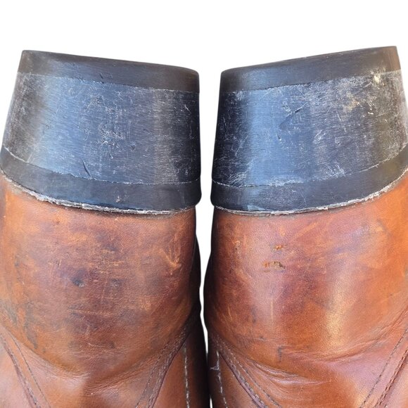 Vintage Brown Leather Cowboy Boots Mens 10.5 D Western Work Chore Rodeo - Picture 6 of 16